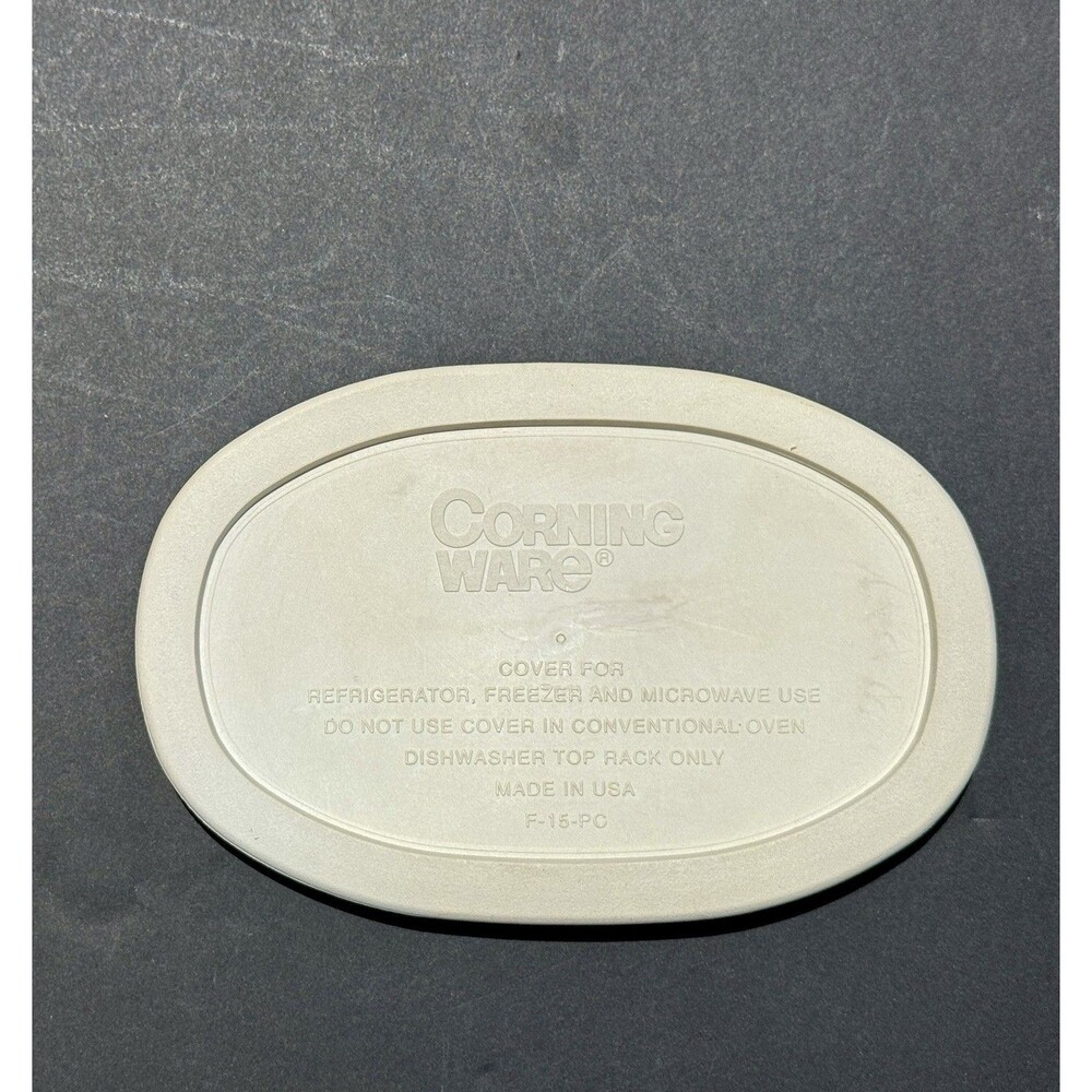 Corningware French White Plastic F-15-PC Oval Replacement Casserole Lid Only